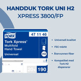 Handduk TORK Uni H2 Xpress 3800/fp - Primmeshiper