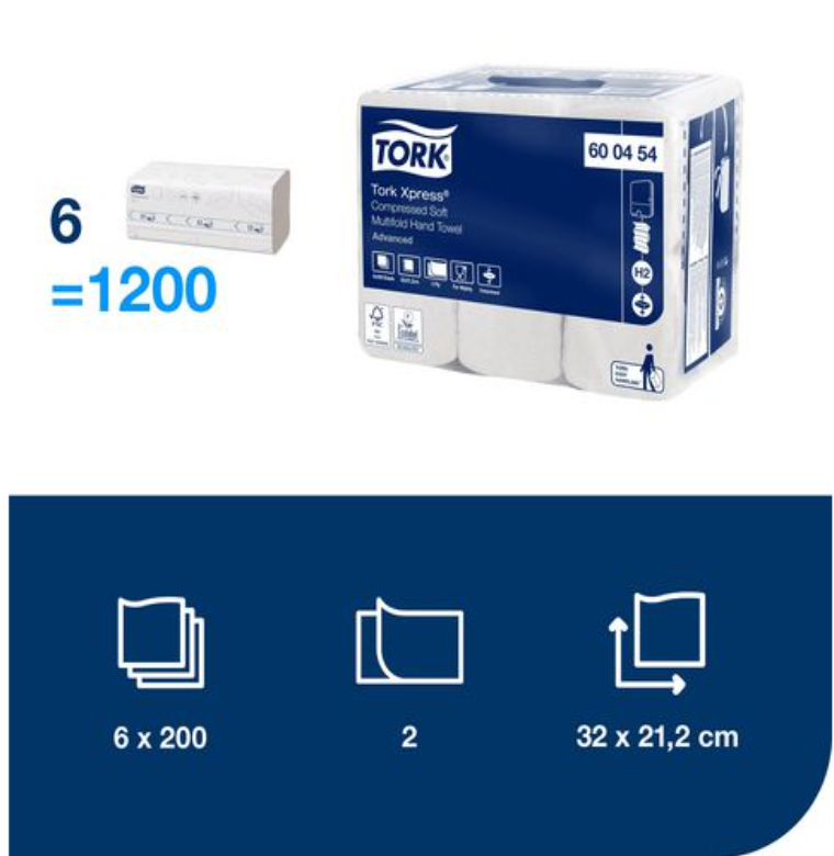 Handduk TORK H2 compressed 1200/fp - Primmeshiper