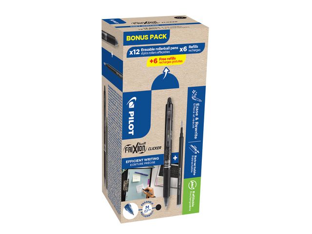 Gelpenna PILOT Frixion svart 12+12/FP - Primmeshiper