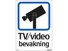 Skylt TV/video bevakning 210x297mm - Primmeshiper