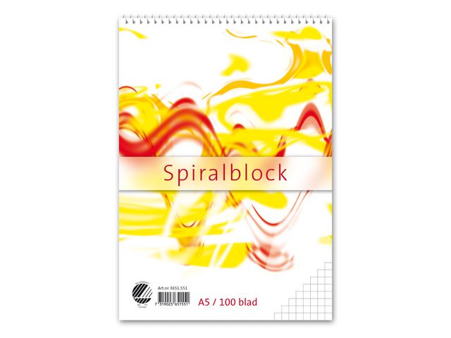 Spiralblock A5 60g 100 blad rutat - Primmeshiper