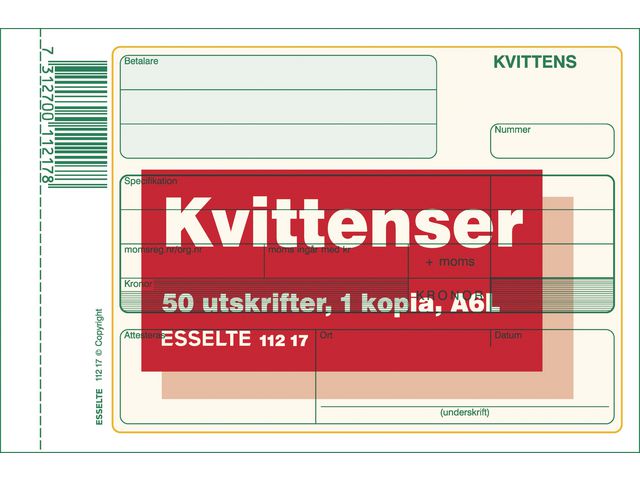Blankett kvittens A6L 2x50 blad kopia - Primmeshiper