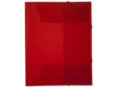 Gummibandsmapp plast 3-kl A4 transp/röd - Primmeshiper