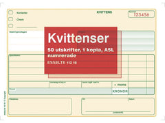 Blankett kvittens numrerad A5L 2x50 blad - Primmeshiper