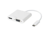 Adapter DELTACO HDMI/VGA/ljud/USB-C vit - Primmeshiper