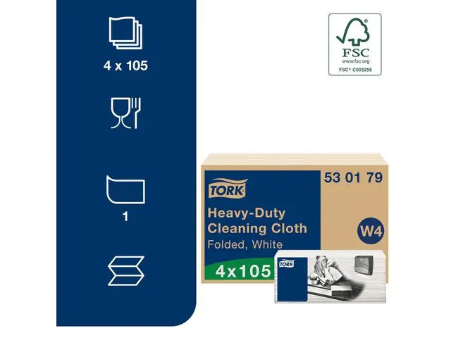 Rengöringsduk TORK W4 Kraftig vit 105/fp - Primmeshiper