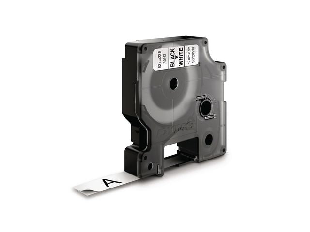 Tape DYMO D1 12mm svart på vit - Primmeshiper