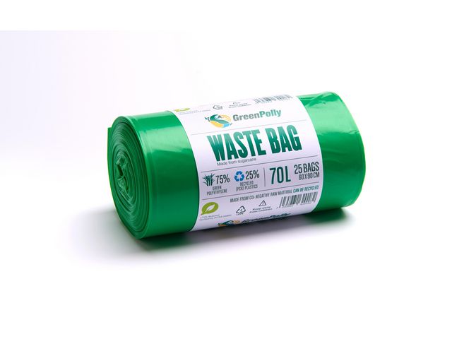 Papperskorgspåse PE 70L 30my grön 25/RL - Primmeshiper