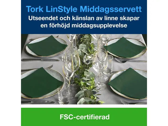 Servett TORK LinStyle Grön 39x39 50/fp - Primmeshiper