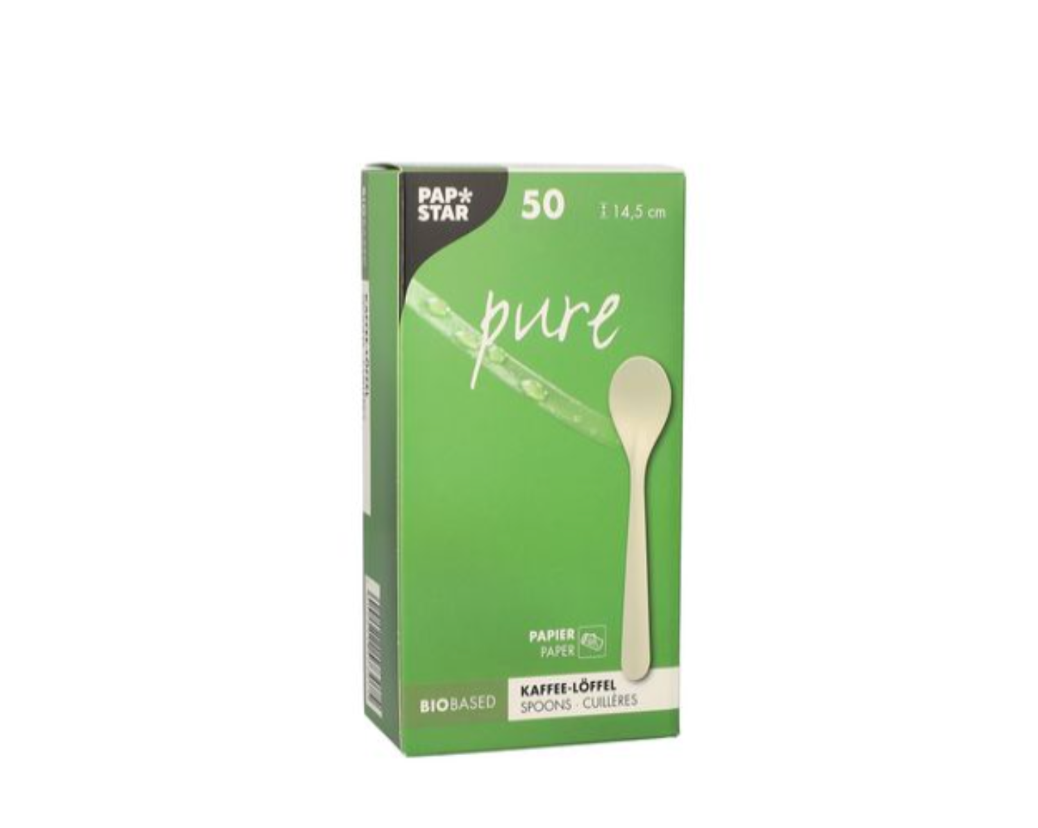 Kaffesked PURE papper 145mm vit 50/fp - Primmeshiper