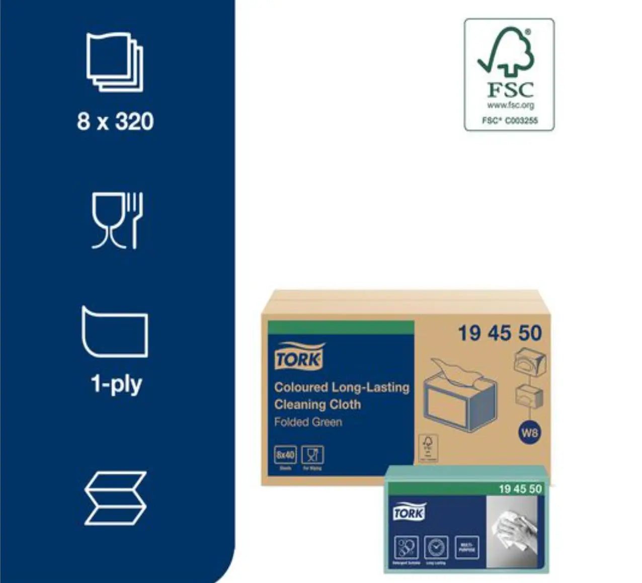 Rengöringsduk TORK Pre W8 grön 40/fp - Primmeshiper