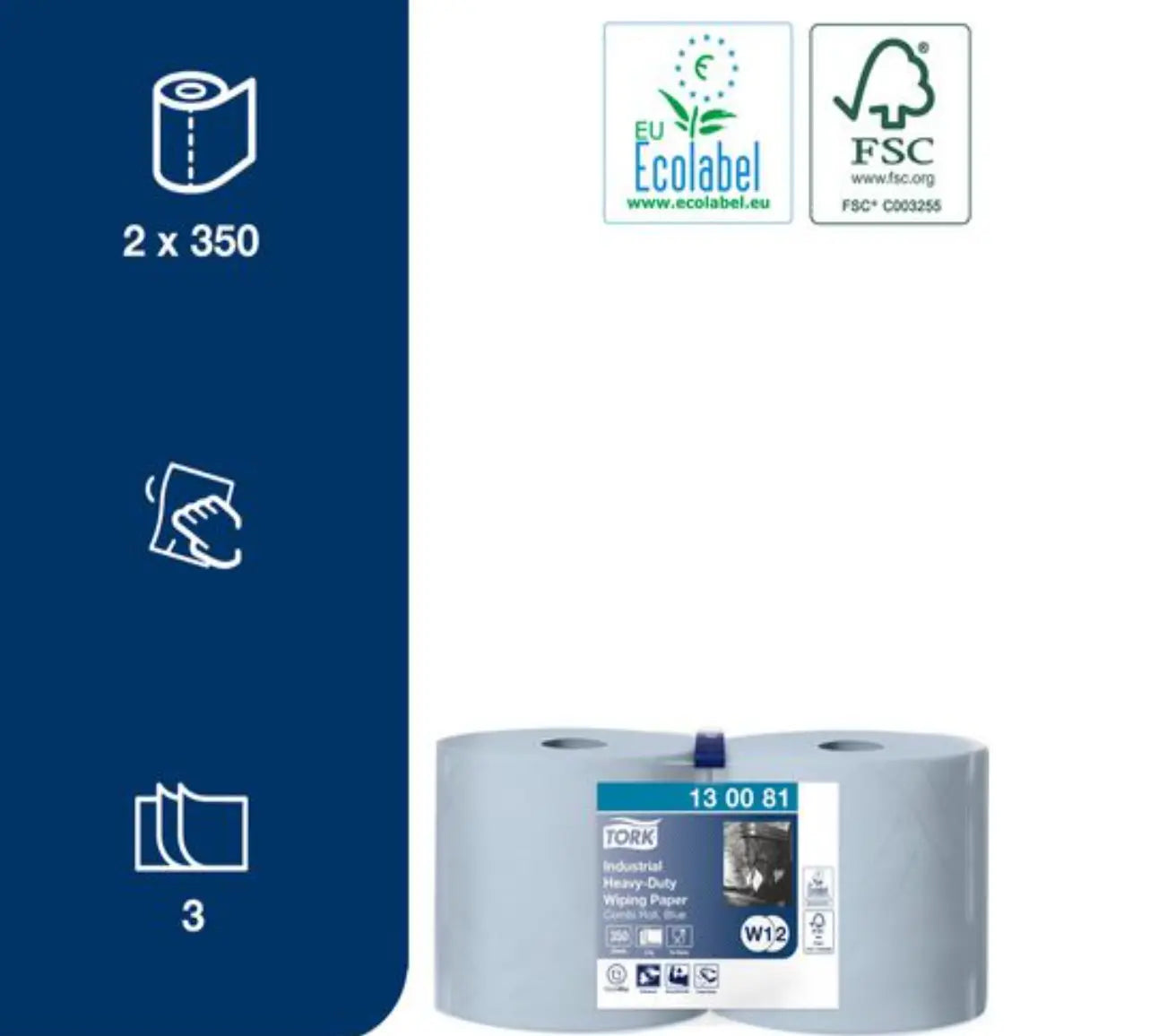 Industritork TORK Pre W1/2 blå 2/fp - Primmeshiper