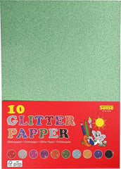 Glitterpapper, 180 g, 10 ark, 10 färger