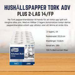 Hushållspapper TORK Adv Plus 2-lag 14/fp