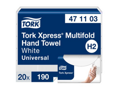 Handduk TORK Uni H2 2-lag vit 3800/fp