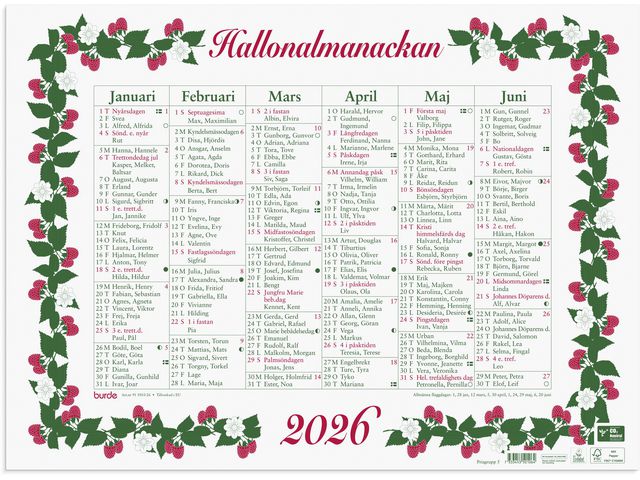 Väggkalender Stora Hallonalmanackan 2026 Primmeshiper