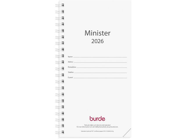 Kalender Minister refill 2026 Primmeshiper