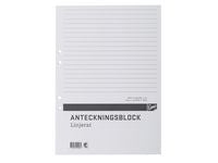 Anteckningsblock A4 100 blad hål TF linj