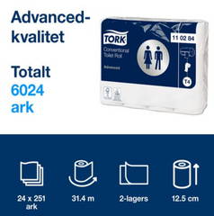 Toalettpapper TORK Adv T4 2-lag 24/fp